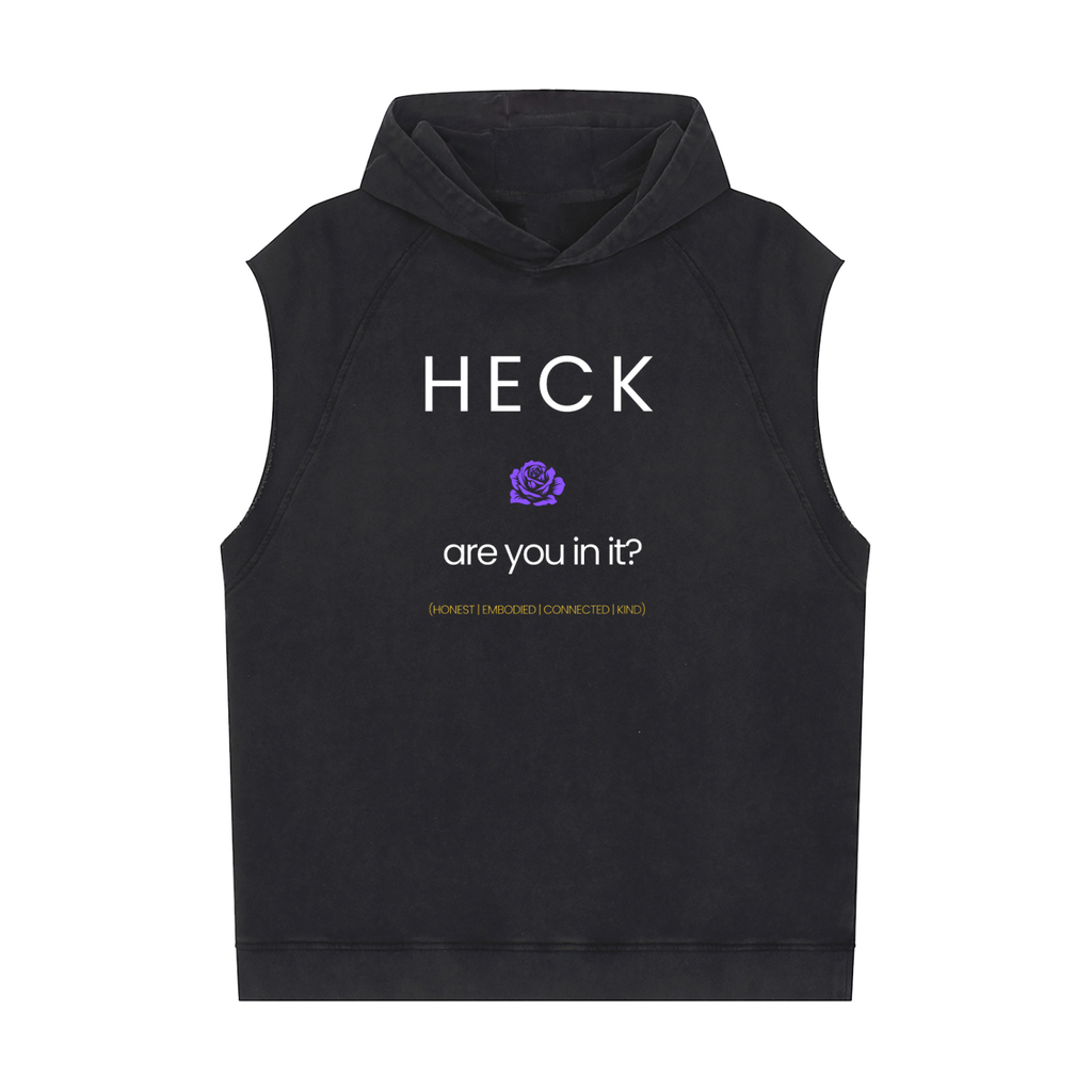 HECK are you in it? [PURPLE ROSE] Snow Washed Sleeveless Hoodie