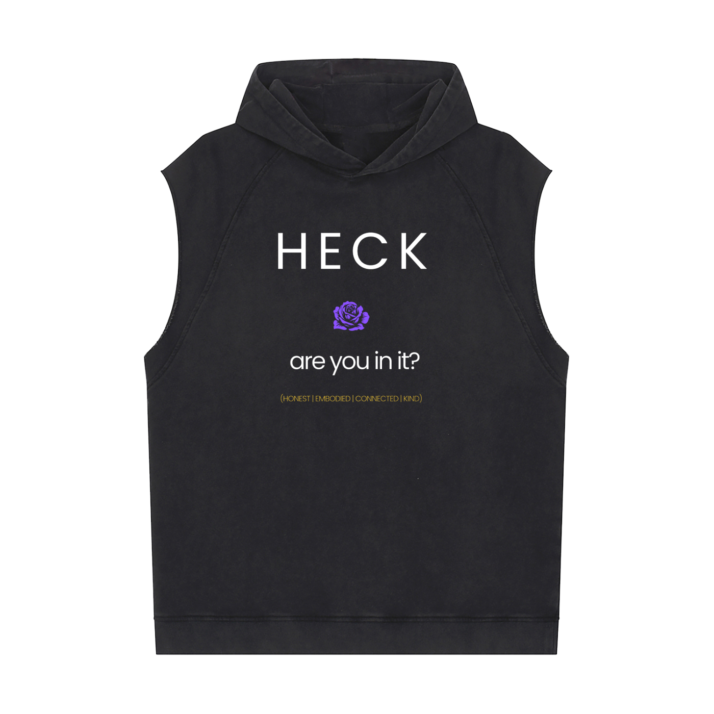 HECK are you in it? [PURPLE ROSE] Snow Washed Sleeveless Hoodie