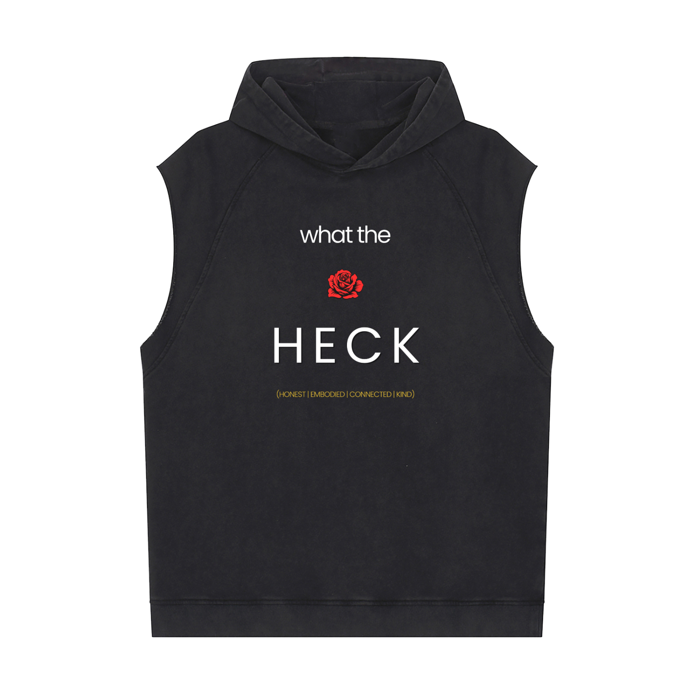 what the HECK [RED ROSE] Snow Washed Sleeveless Hoodie