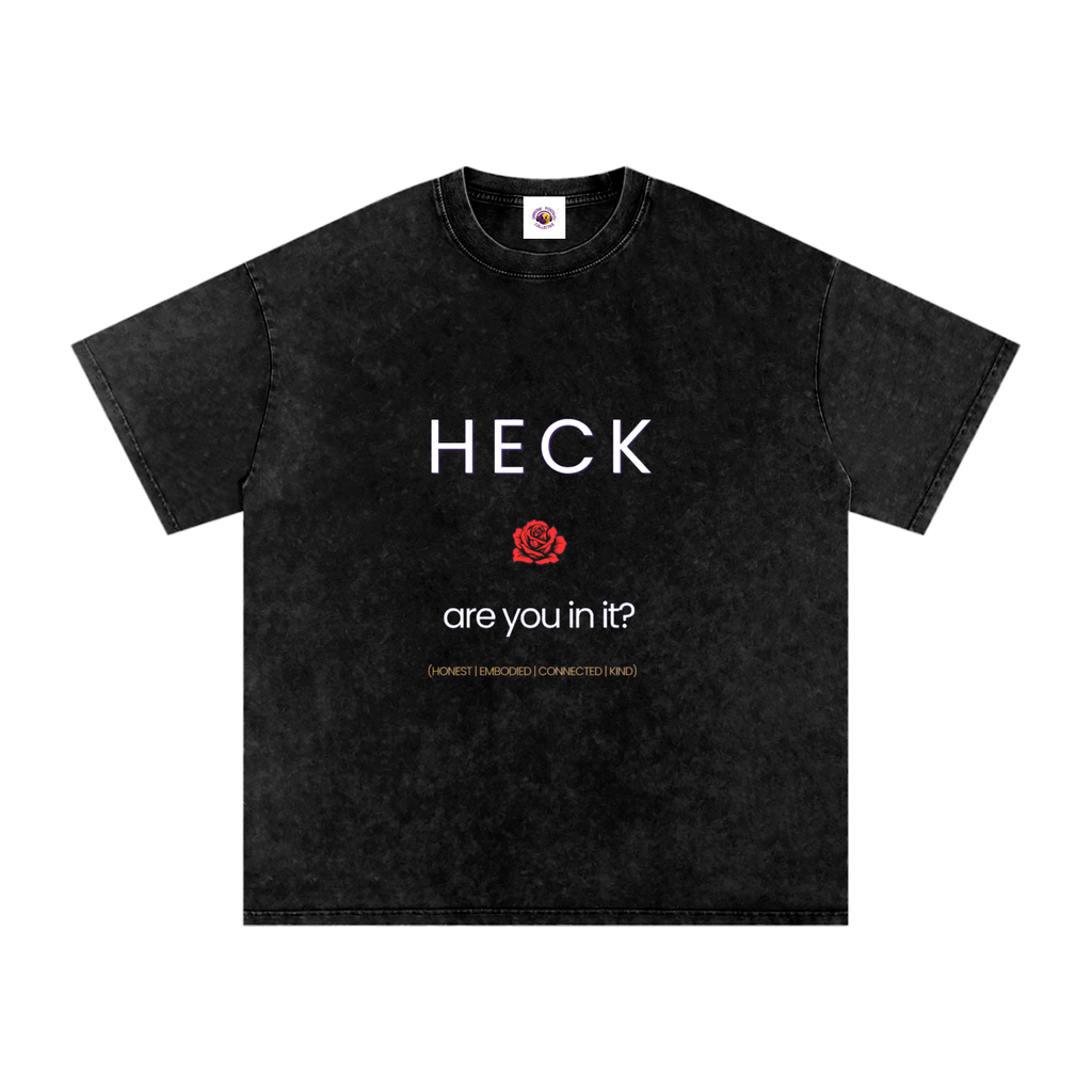HECK are you in it? [RED ROSE] Snow Washed Oversized Cotton T-Shirt