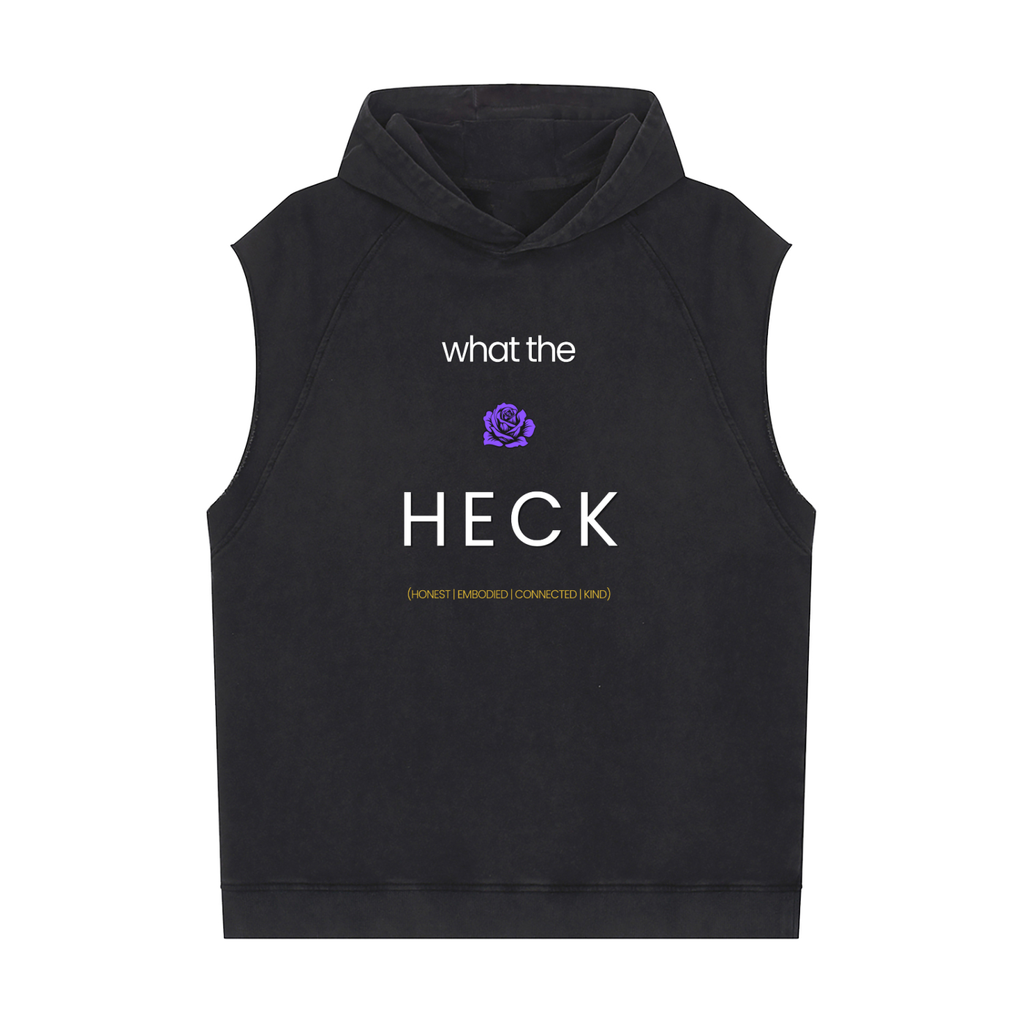 what the HECK [PURPLE ROSE] Snow Washed Sleeveless Hoodie