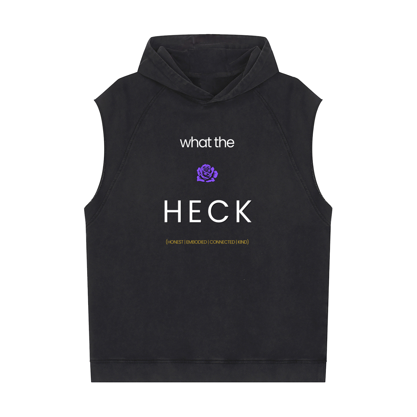what the HECK [PURPLE ROSE] Snow Washed Sleeveless Hoodie