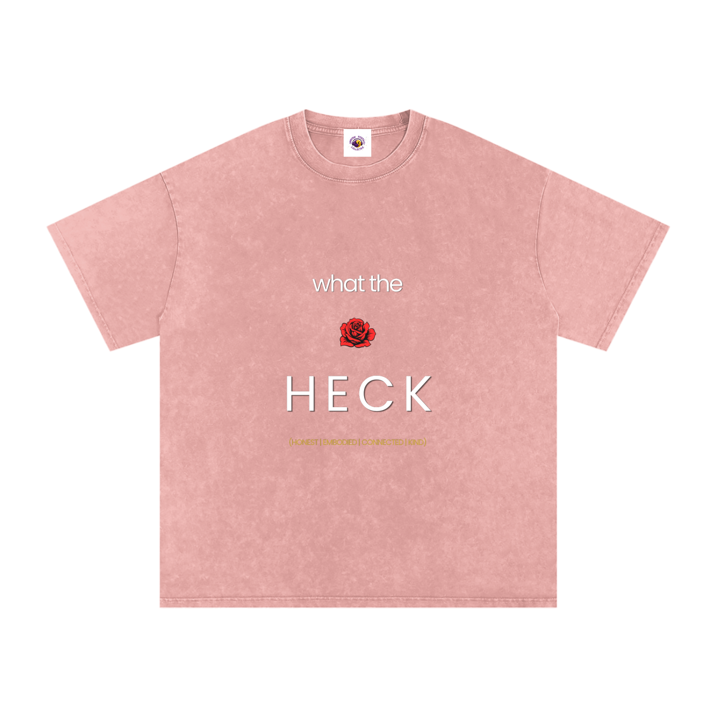 what the HECK [RED ROSE] Snow Washed Oversized Cotton T-Shirt