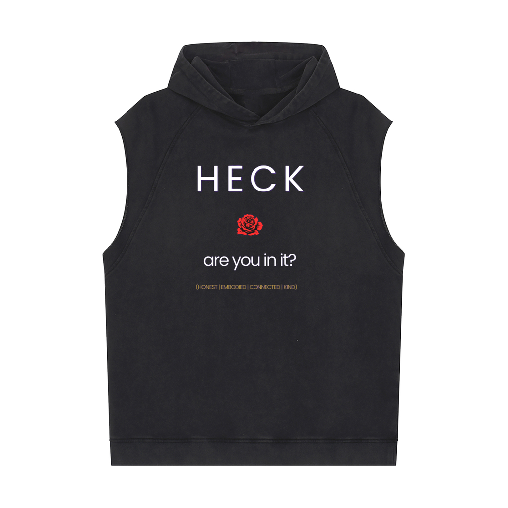 HECK are you in it? [RED ROSE] Snow Washed Sleeveless Hoodie