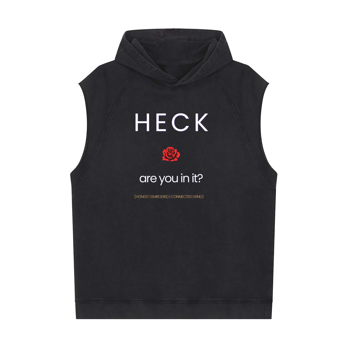 HECK are you in it? [RED ROSE] Snow Washed Sleeveless Hoodie
