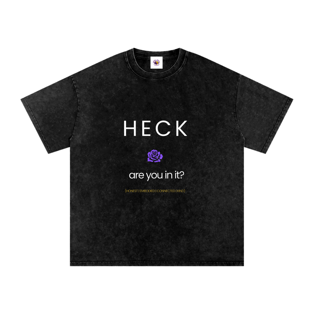 HECK are you in it? [PURPLE ROSE] Snow Washed Oversized Cotton T-Shirt