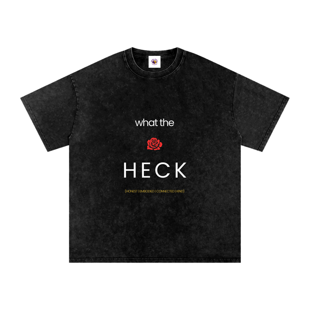 what the HECK [RED ROSE] Snow Washed Oversized Cotton T-Shirt