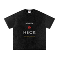what the HECK [RED ROSE] Snow Washed Oversized Cotton T-Shirt
