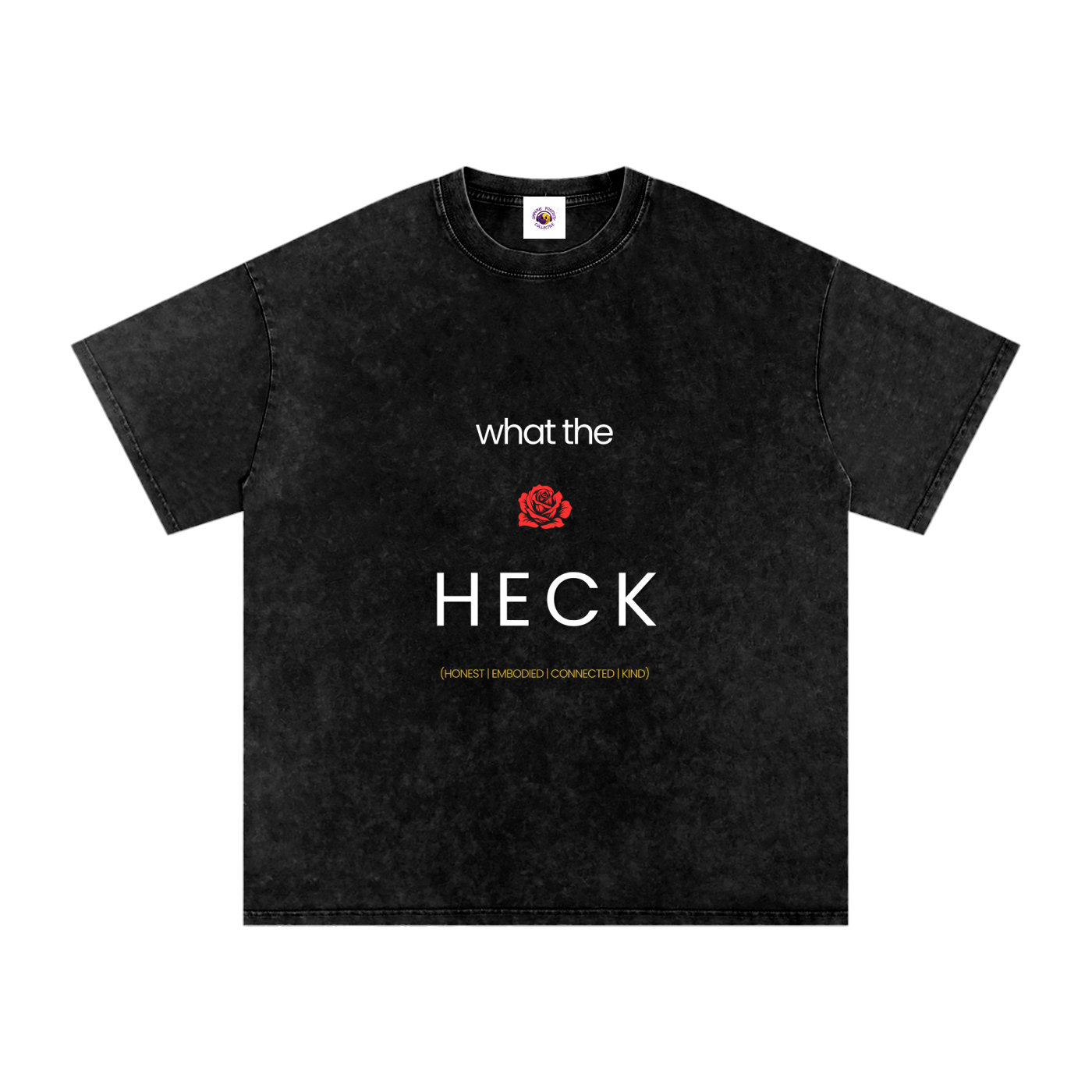 what the HECK [RED ROSE] Snow Washed Oversized Cotton T-Shirt
